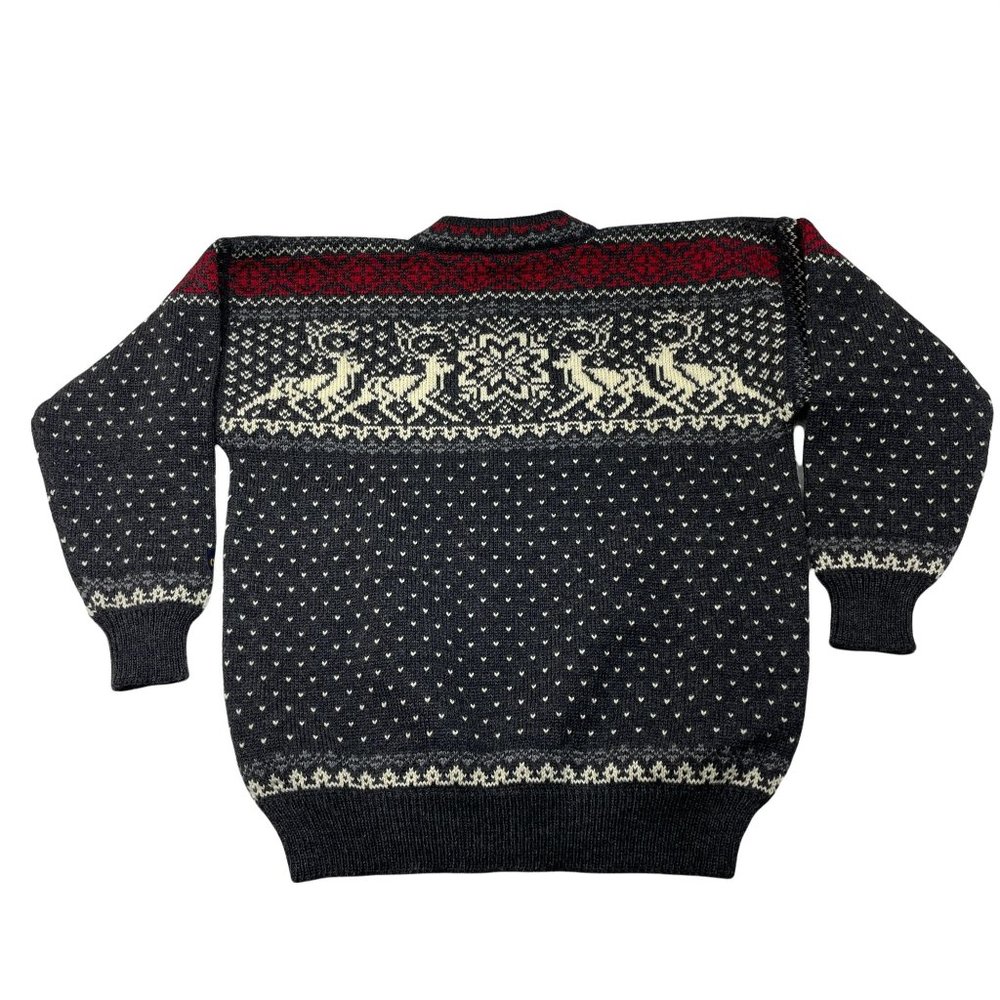 Dale Of Norway Mens Nowegian Wool Fair Isle Reindeer Sweater Size L Clasp Thick - Picture 2 of 12
